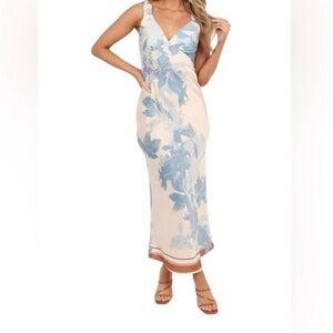 Petal & Pup Lizza maxi dress in a pale blue floral print
